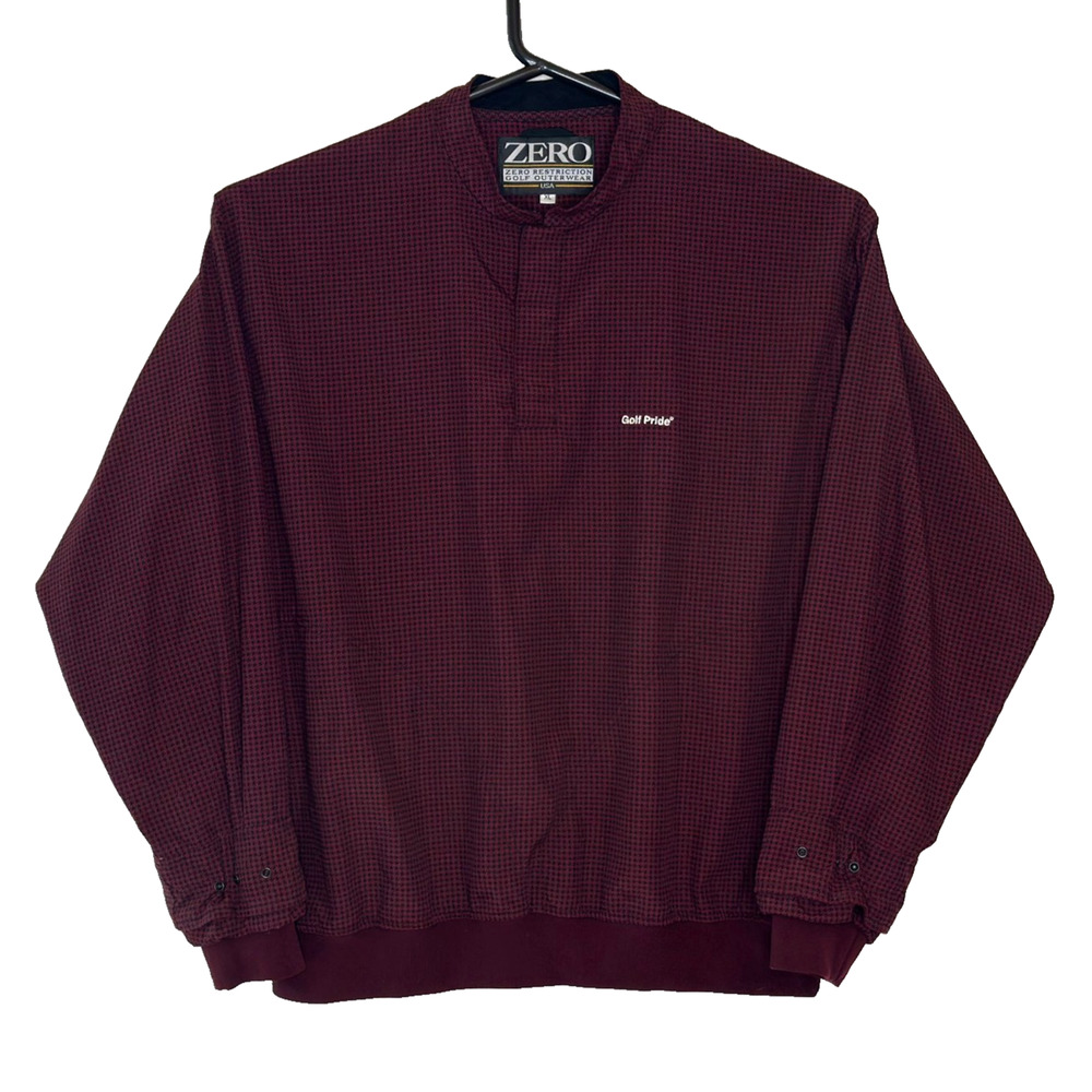 Zero Restriction Pullover Men XL 1/4 Snap Burgundy Houndstooth Light *Golf Pride